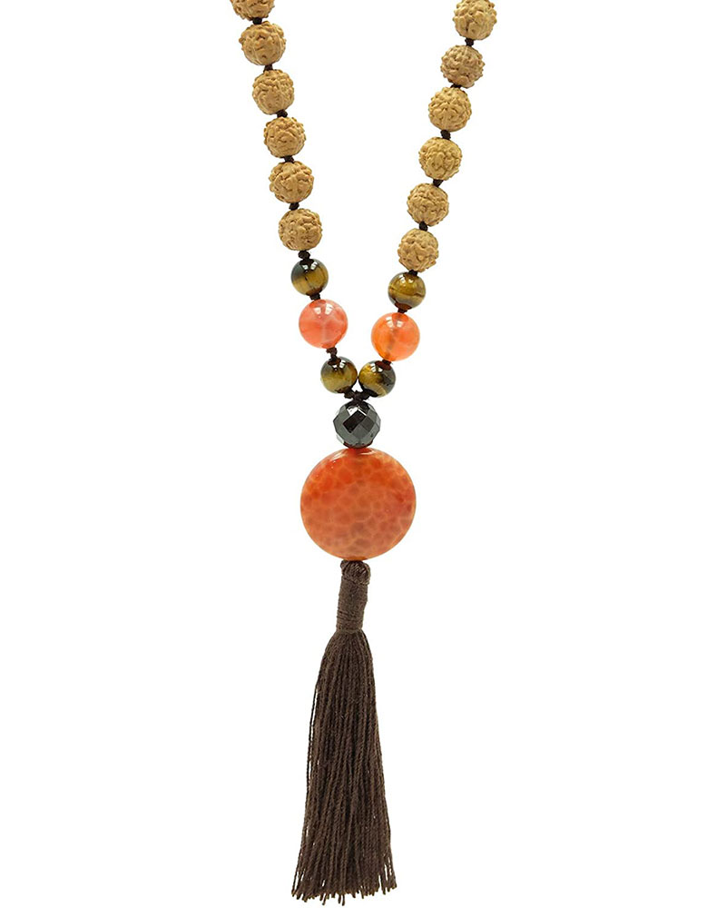 Earth's Riches Rudraksha Mala Agate2