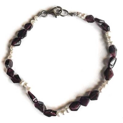 Garnet and Pearl Bracelet Hexagonal beads