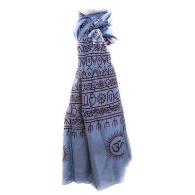Om Mantra Indigo Scarf
