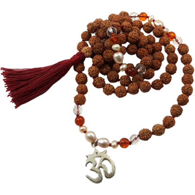 Om Shanti Rudraksha Mala with Om Symbol Pendant