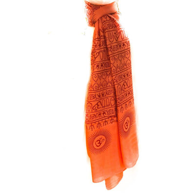 Orange Om mantra scarf
