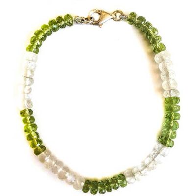 Peridot and Rainbow Moonstone Faceted Bracelet