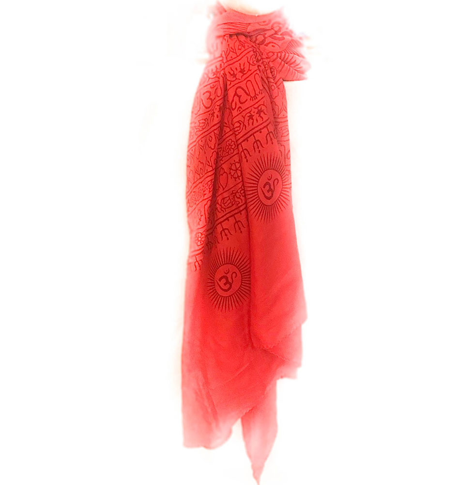 Om mantra scarf/shawl - Red