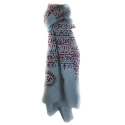 Sky Blue Om mantra scarf