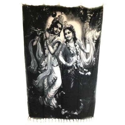Krishana and Radha Wall Hanging - Black and White
