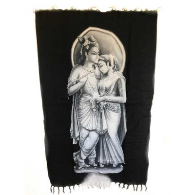 Krishna & Radha Halo Wall Hanging - Black and White