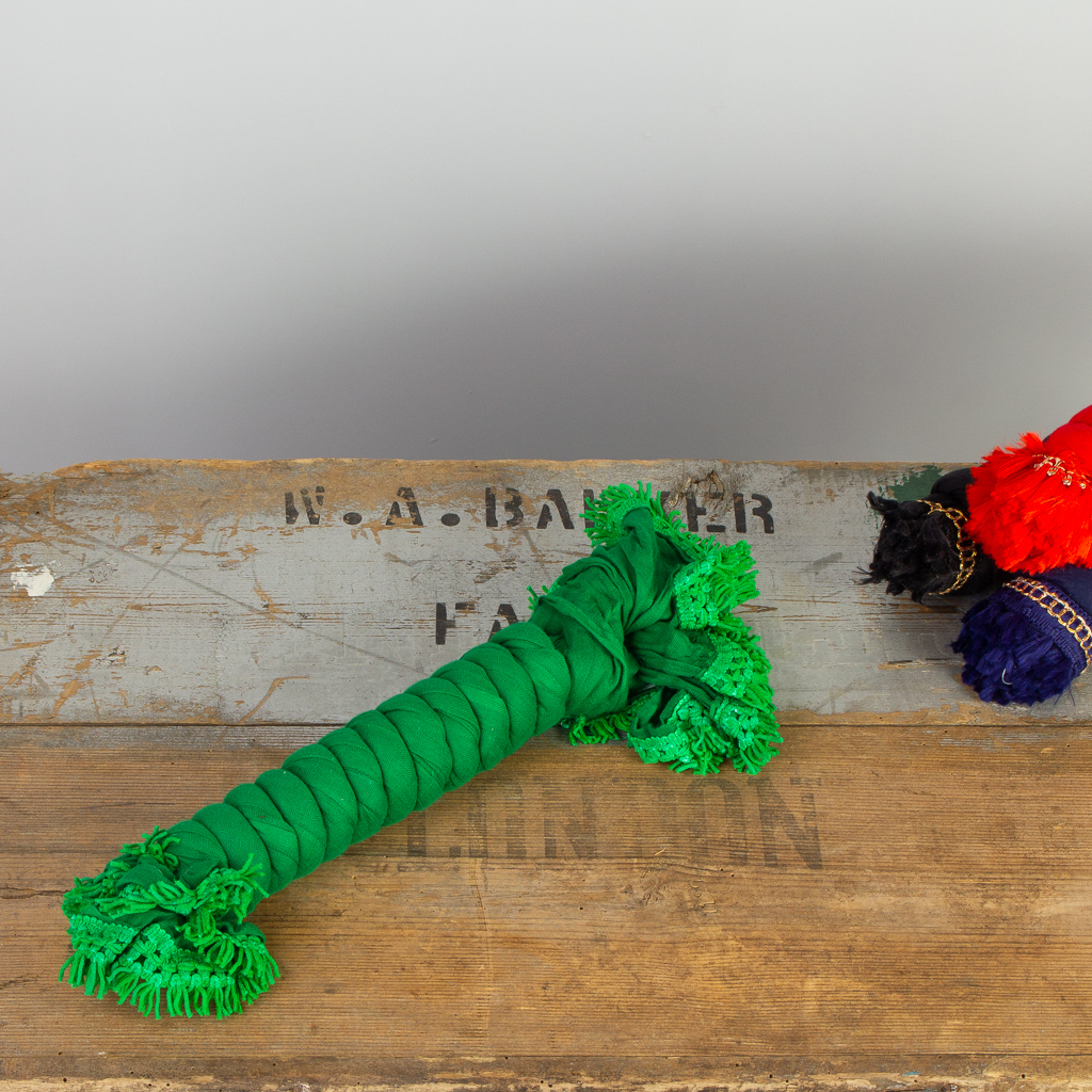 Indian Cotton Crinkle Scarf Green with tassel detail - Image 3