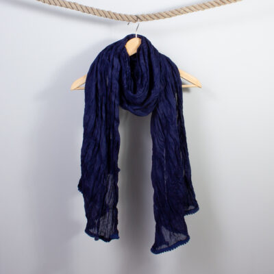 Indian Cotton Crinkle Scarf plain Navy