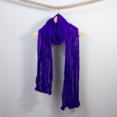 Indian Cotton Crinkle Scarf Purple with Silver detail